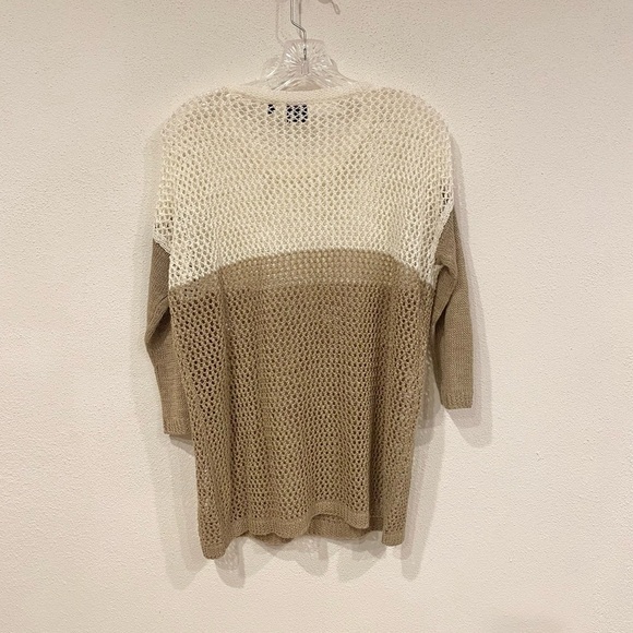 Blue Saks Fifth Avenue Sweater Women's Size Small Colorblock Linen Open Knit - Picture 5 of 5